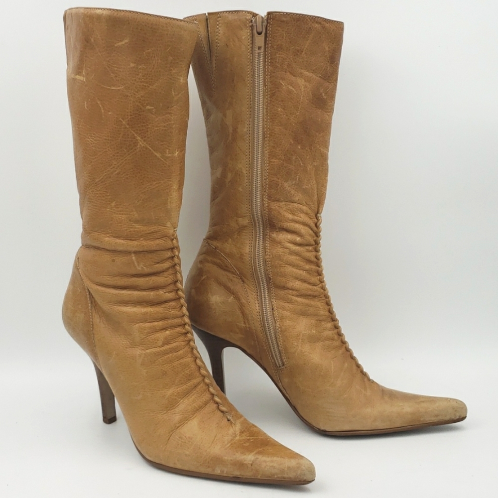 STEVE MADDEN Honey Leather Stilletos Boots